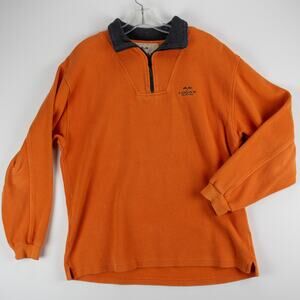 Logan Yachting Men's Corduroy Long Sleeve Polo Orange Zip 100% Cotton Small